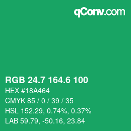 カラーコード: RGB 24.7 164.6 100 | qconv.com