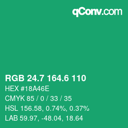 カラーコード: RGB 24.7 164.6 110 | qconv.com