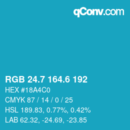カラーコード: RGB 24.7 164.6 192 | qconv.com