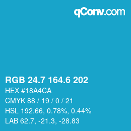 カラーコード: RGB 24.7 164.6 202 | qconv.com