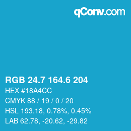 カラーコード: RGB 24.7 164.6 204 | qconv.com