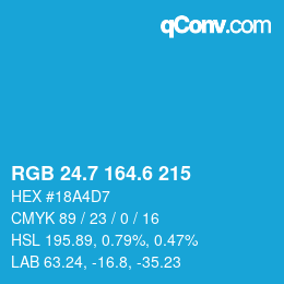 カラーコード: RGB 24.7 164.6 215 | qconv.com
