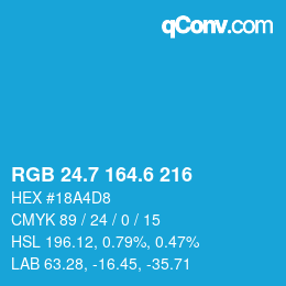 カラーコード: RGB 24.7 164.6 216 | qconv.com