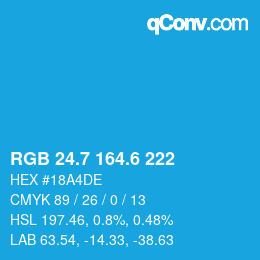 カラーコード: RGB 24.7 164.6 222 | qconv.com