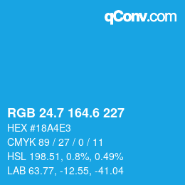 カラーコード: RGB 24.7 164.6 227 | qconv.com