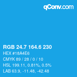 カラーコード: RGB 24.7 164.6 230 | qconv.com