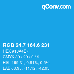 カラーコード: RGB 24.7 164.6 231 | qconv.com
