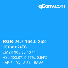 カラーコード: RGB 24.7 164.6 252 | qconv.com
