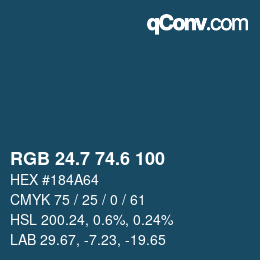 カラーコード: RGB 24.7 74.6 100 | qconv.com