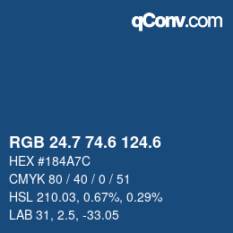 カラーコード: RGB 24.7 74.6 124.6 | qconv.com
