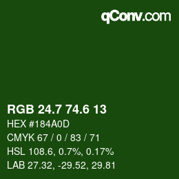 カラーコード: RGB 24.7 74.6 13 | qconv.com