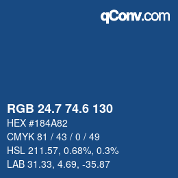 カラーコード: RGB 24.7 74.6 130 | qconv.com