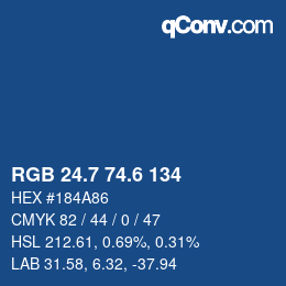 カラーコード: RGB 24.7 74.6 134 | qconv.com