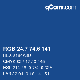 カラーコード: RGB 24.7 74.6 141 | qconv.com