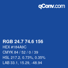 カラーコード: RGB 24.7 74.6 156 | qconv.com