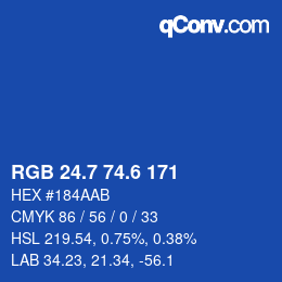 カラーコード: RGB 24.7 74.6 171 | qconv.com