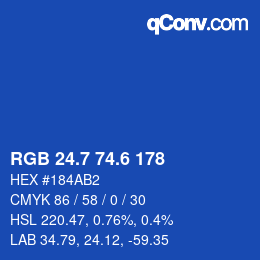 カラーコード: RGB 24.7 74.6 178 | qconv.com
