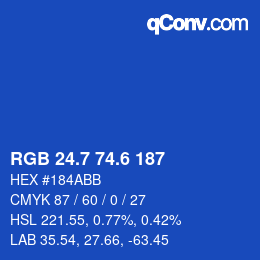 カラーコード: RGB 24.7 74.6 187 | qconv.com