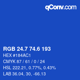 カラーコード: RGB 24.7 74.6 193 | qconv.com
