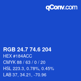 カラーコード: RGB 24.7 74.6 204 | qconv.com