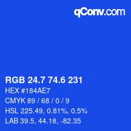 カラーコード: RGB 24.7 74.6 231 | qconv.com