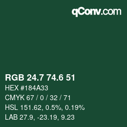 カラーコード: RGB 24.7 74.6 51 | qconv.com