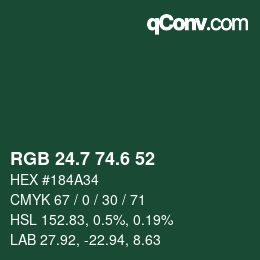 カラーコード: RGB 24.7 74.6 52 | qconv.com