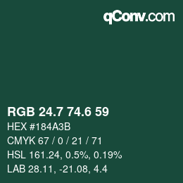 カラーコード: RGB 24.7 74.6 59 | qconv.com