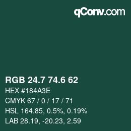 カラーコード: RGB 24.7 74.6 62 | qconv.com