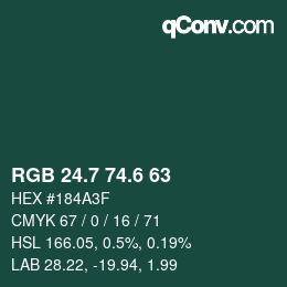 カラーコード: RGB 24.7 74.6 63 | qconv.com