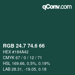 カラーコード: RGB 24.7 74.6 66 | qconv.com