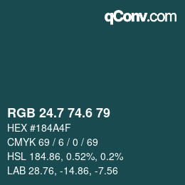 カラーコード: RGB 24.7 74.6 79 | qconv.com