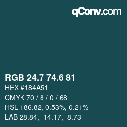 カラーコード: RGB 24.7 74.6 81 | qconv.com