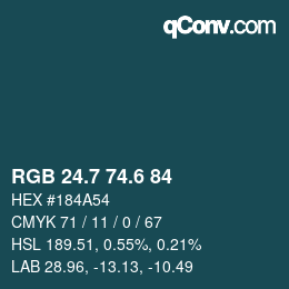 カラーコード: RGB 24.7 74.6 84 | qconv.com