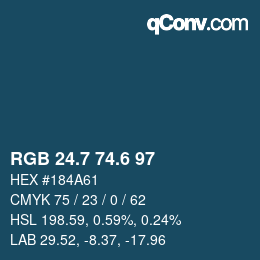 カラーコード: RGB 24.7 74.6 97 | qconv.com