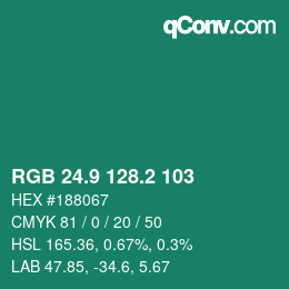 カラーコード: RGB 24.9 128.2 103 | qconv.com