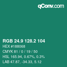 カラーコード: RGB 24.9 128.2 104 | qconv.com