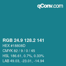 Color code: RGB 24.9 128.2 141 | qconv.com