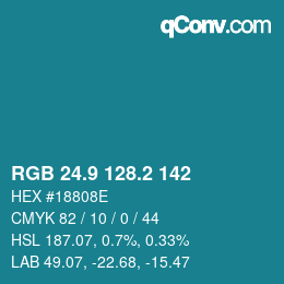 Color code: RGB 24.9 128.2 142 | qconv.com