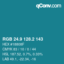 カラーコード: RGB 24.9 128.2 143 | qconv.com