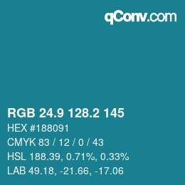 カラーコード: RGB 24.9 128.2 145 | qconv.com
