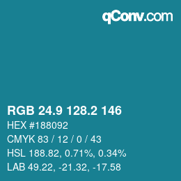 Color code: RGB 24.9 128.2 146 | qconv.com