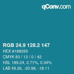 Color code: RGB 24.9 128.2 147 | qconv.com