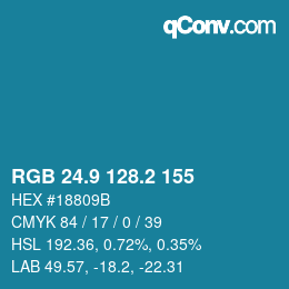 カラーコード: RGB 24.9 128.2 155 | qconv.com