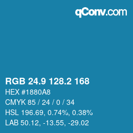 カラーコード: RGB 24.9 128.2 168 | qconv.com