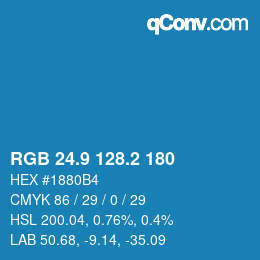 Color code: RGB 24.9 128.2 180 | qconv.com