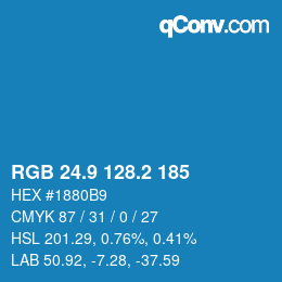 カラーコード: RGB 24.9 128.2 185 | qconv.com
