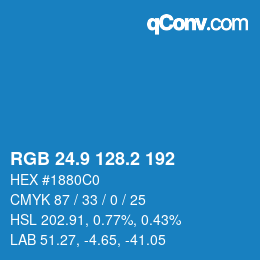 Color code: RGB 24.9 128.2 192 | qconv.com