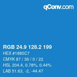 カラーコード: RGB 24.9 128.2 199 | qconv.com