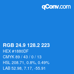 Color code: RGB 24.9 128.2 223 | qconv.com